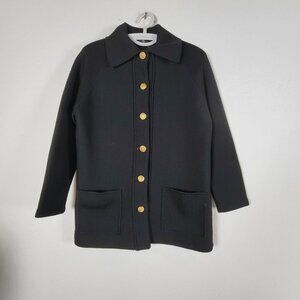 Vintage 1960 Hedy Knits of California Womens Button Up Black Jacket Medium Black